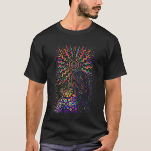 Camiseta Señora Gata Psicodélica Diseño Hippie Trippy
