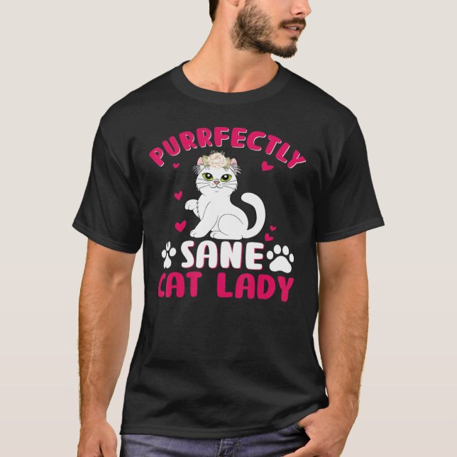 Camiseta Señora Gato Perfectamente Cuerdo (Anverso)