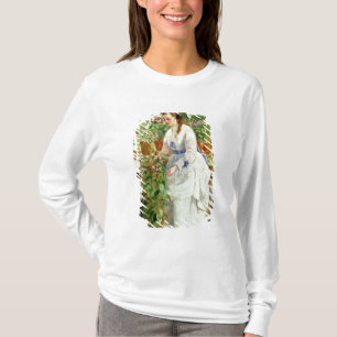 Camiseta Señora joven en un invernadero