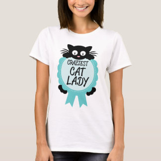 Camiseta Señora loca Craziest Award Paw Print del gato
