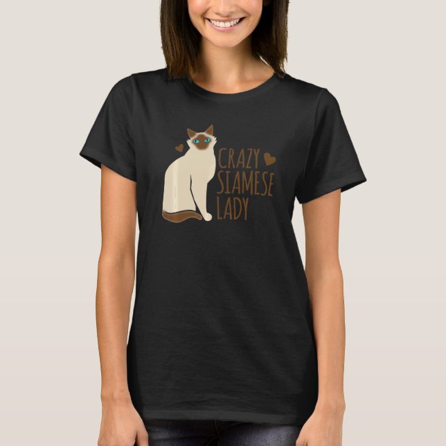 Camiseta Señora loca de gatos siameses (Anverso)