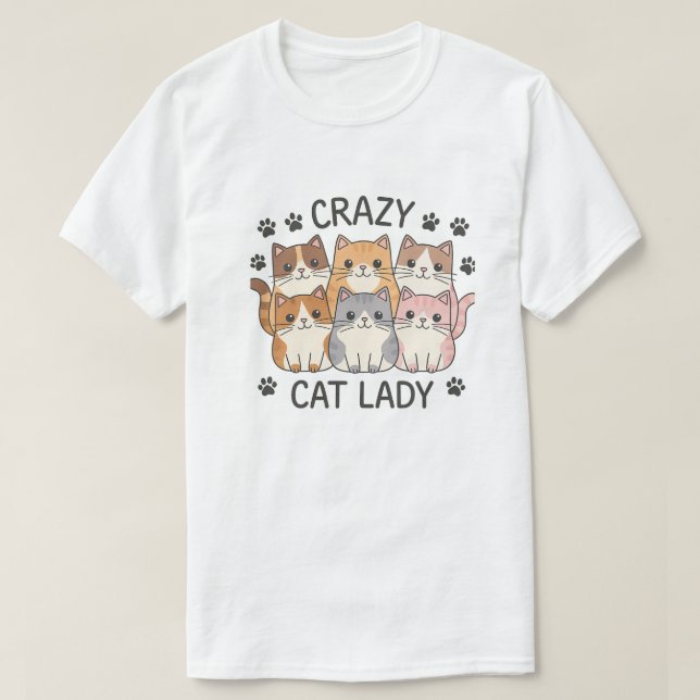 Camiseta señora loca de los gatos  (Diseño del anverso)