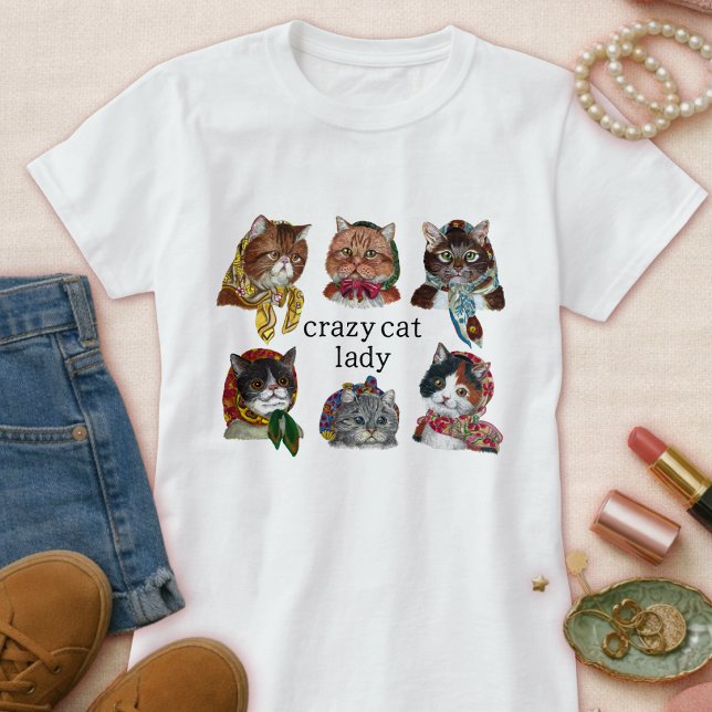 Camiseta Señora Loca de los Gatos Adorable – Amante de los  (Subido por el creador)