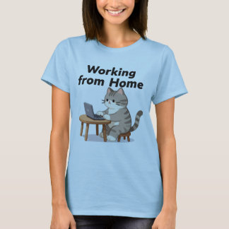 Camiseta Señora Loca de los Gatos Divertida Trabajando Desd