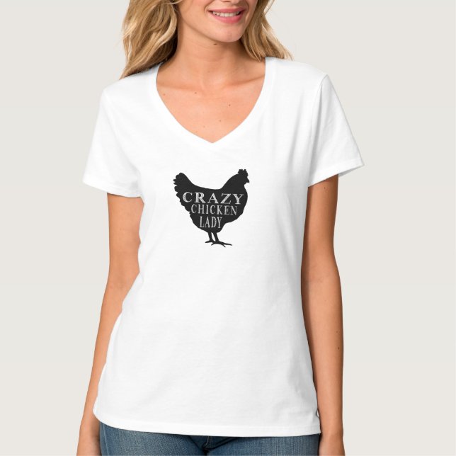 Camiseta Señora loca linda del pollo (Anverso)