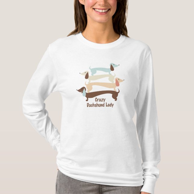 Camiseta Señora loca Long Sleeve Tee del Dachshund (Anverso)