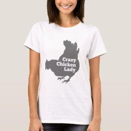 Camiseta Señora loca Pecking del pollo gris oscuro