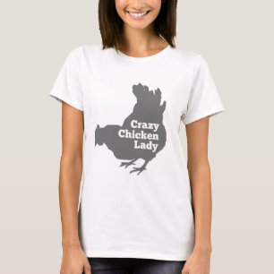 Camiseta Señora loca Pecking del pollo gris oscuro
