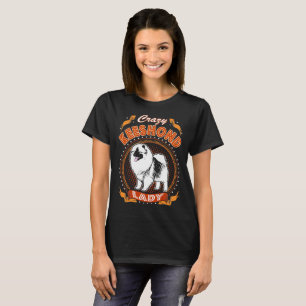 Camiseta Señora loca Tshirt del perro del Keeshond