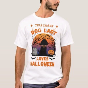 Camiseta Señora Perro Loco Ama Tumba de Calabaza de Caniche
