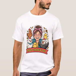 Camiseta Señora Pollo Loco Arte Divertido de Mascotas