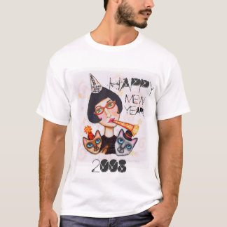Camiseta Señora T-Shirt del gato del Año Nuevo