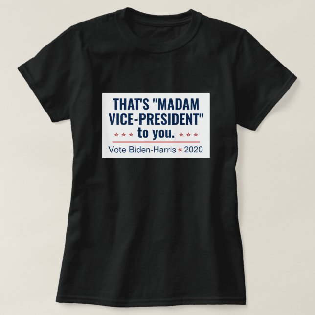 Camiseta Señora Vicepresidenta Kamala Harris Biden 2020 (Diseño del anverso)