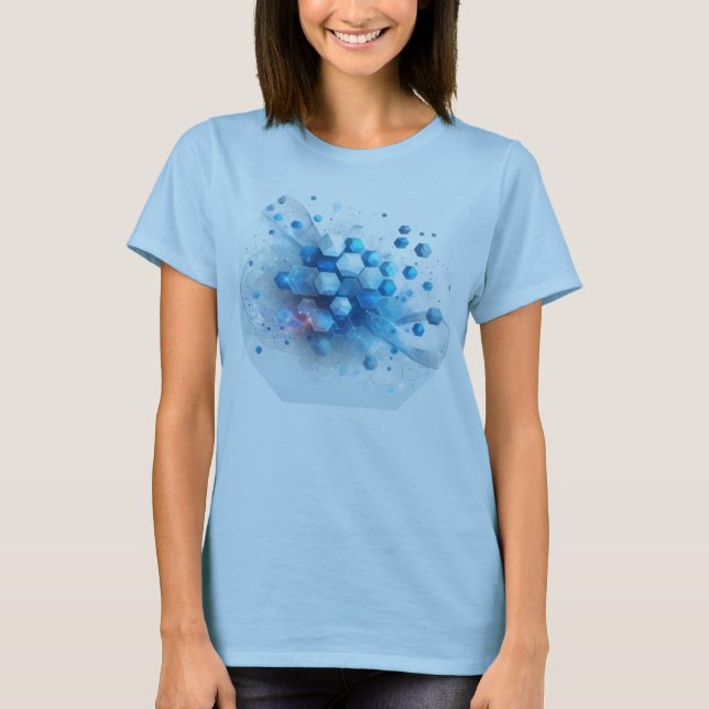 Camiseta Señoras azules diseño hexagonal T-Shirt (Anverso)