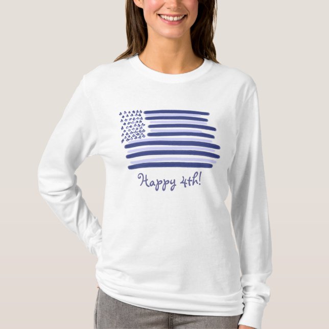 Camiseta Señoras bandera azul de Estados Unidos 4 de julio (Anverso)