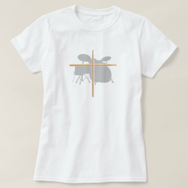 Camiseta Señoras cristianas de la cruz del palillo del (Diseño del anverso)