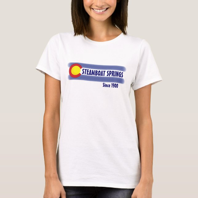 Camiseta Señoras de la bandera local de Steamboat Springs C (Anverso)