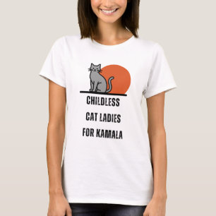 Camiseta Señoras Divertidas sin Hijos y Gatas