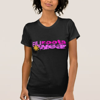 Camiseta señoras rosadas del negro del filirootswear