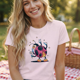 Camiseta Señorita Mariquita Original con margarita. Inspira