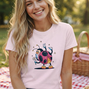 Camiseta Señorita Mariquita Original con margarita. Inspira