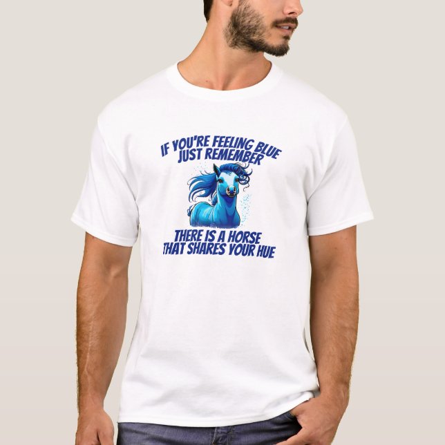 Camiseta Sensación de azul, caballo (Anverso)