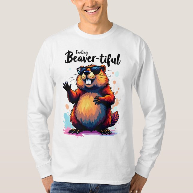 Camiseta Sensación de belleza - Gráfica divertida de castor (Anverso)