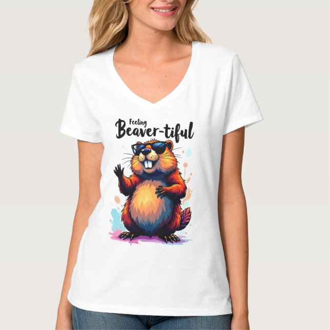 Camiseta Sensación de belleza - Gráfica divertida de castor (Anverso)