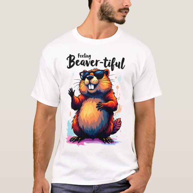 Camiseta Sensación de belleza - Gráfica divertida de castor (Anverso)