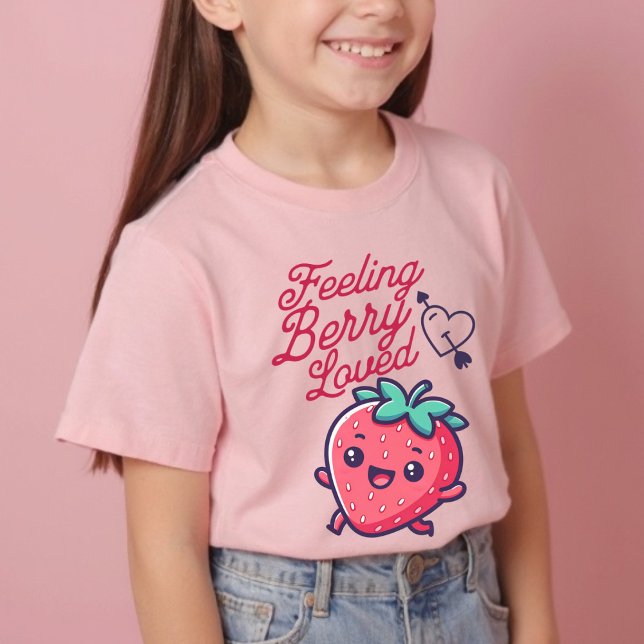 Camiseta Sensación de Berry Amado Cute Strawberry Valentine (Feeling Berry Loved Cute Strawberry Valentine T-Shirt)