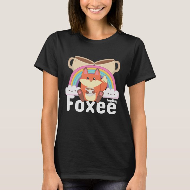 Camiseta Sensación de Foxee Cute Kawaii Fox Café (Anverso)