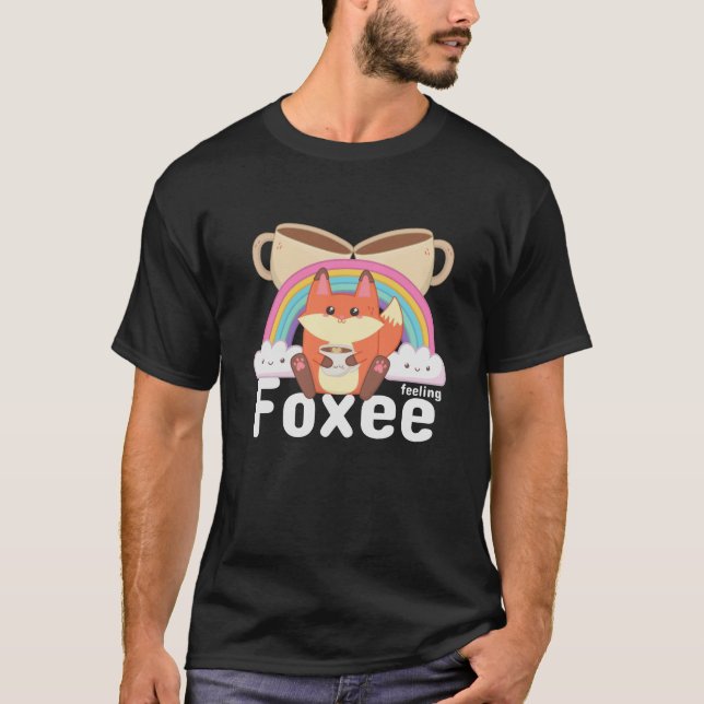 Camiseta Sensación de Foxee Cute Kawaii Fox Café (Anverso)