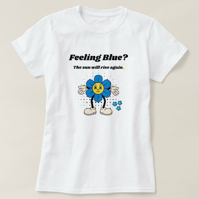 Camiseta Sensación de inspiración floral azul (Diseño del anverso)