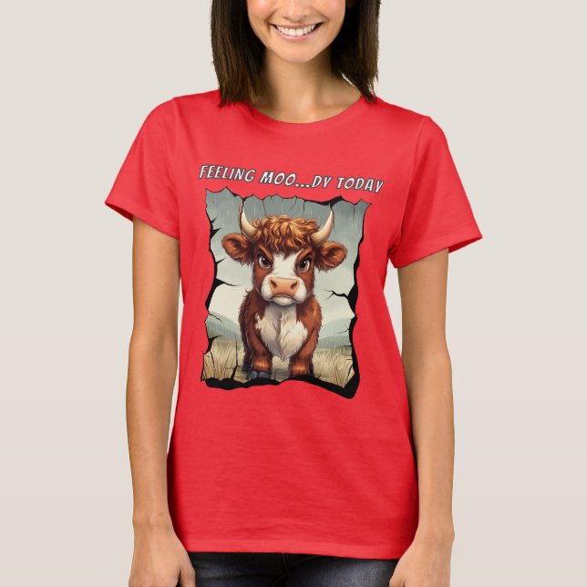 Camiseta Sensación de Moody Today Highland Cow (Anverso)