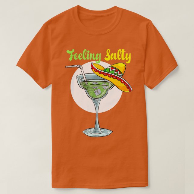 Camiseta Sensación de Salty Graciosa Margarita Bebiendo Cin (Diseño del anverso)