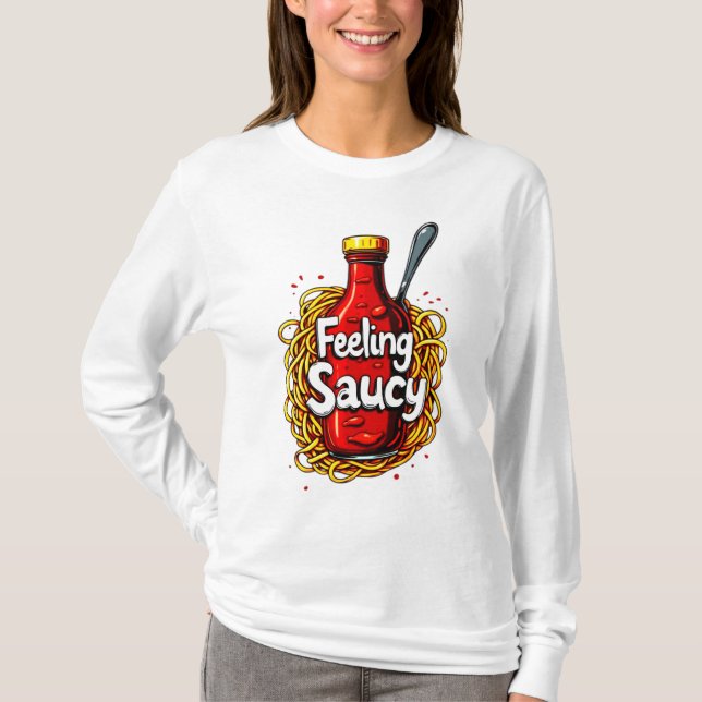 Camiseta Sensación de Saucy - Impresión de Ketchup de tomat (Anverso)