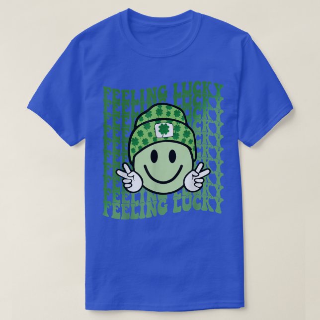 Camiseta Sensación de suerte sonrisa cara a Shamrock St Pat (Diseño del anverso)
