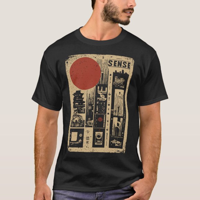 Camiseta SENSE Urbanismo Japonés | Retro Grunge (Anverso)