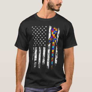 Camiseta Sensibilización autista Bandera estadounidense ang