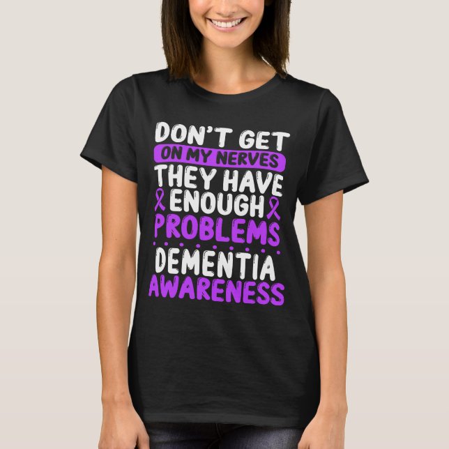 Camiseta Sensibilización de Dementia Ribbon Alzheimers Púrp (Anverso)