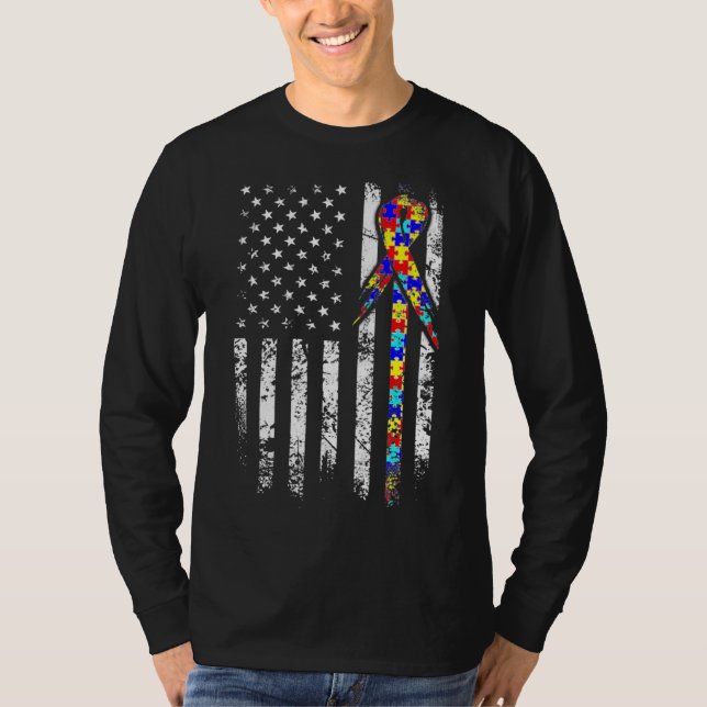 Camiseta Sensibilización de Ism Bandera Estadounidense Dolo (Anverso)