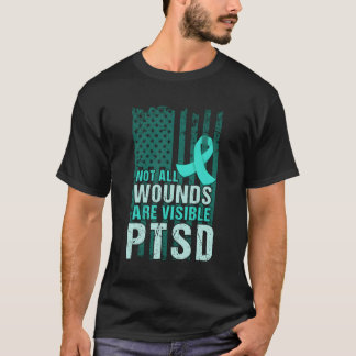 Camiseta Sensibilización Del Ptsd: Uso Apoyo Verde azulado 