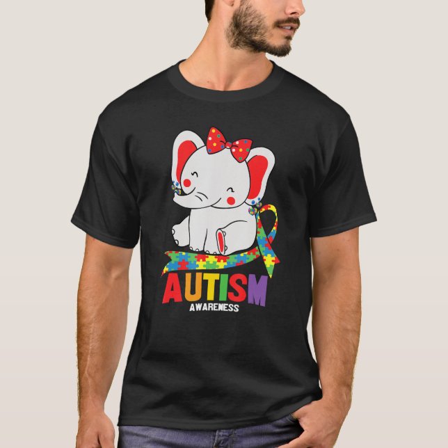 Camiseta Sensibilización Elefante Mamá Vistiendo Bordes Aut (Anverso)