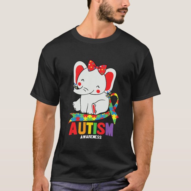 Camiseta Sensibilización Elefante Mamá Vistiendo Bordes Aut (Anverso)