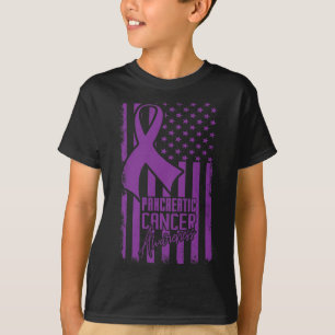 Camiseta Sensibilización pancreática sobre el cáncer Púrpur