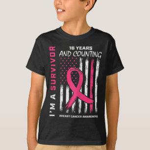 Camiseta Sensibilización rosa de la bandera norteamericana 