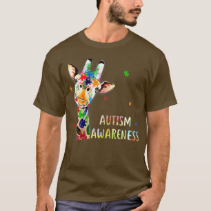Camiseta Sensibilización sobre autismo animal de jirafa abu