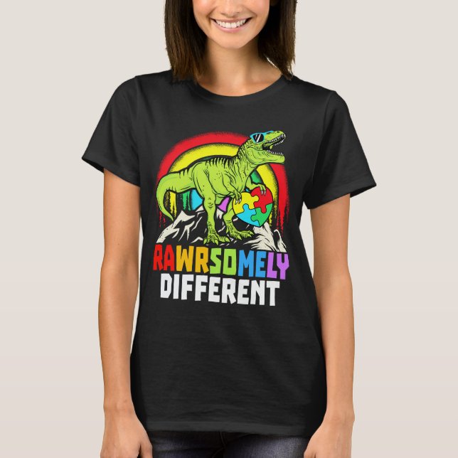 Camiseta Sensibilización sobre autismo de dinosaurios incre (Anverso)