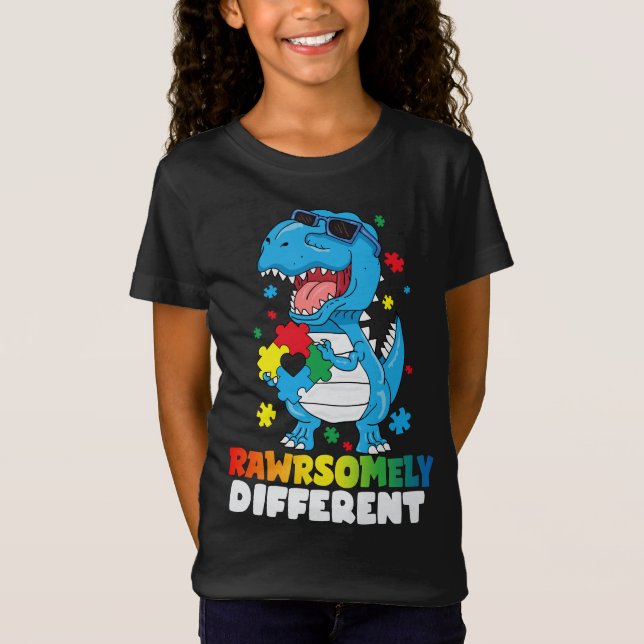 Camiseta Sensibilización sobre autismo de dinosaurios incre (Anverso)