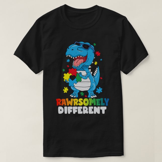 Camiseta Sensibilización sobre autismo de dinosaurios incre (Diseño del anverso)